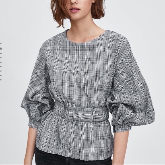 Zara Tops - Zara plaid shirt with belt